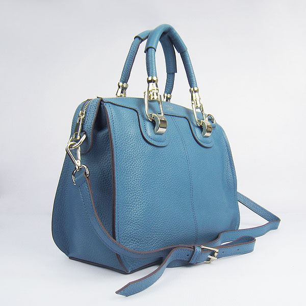 Replica Hermes New Arrival Double-duty leather handbag Blue 60669